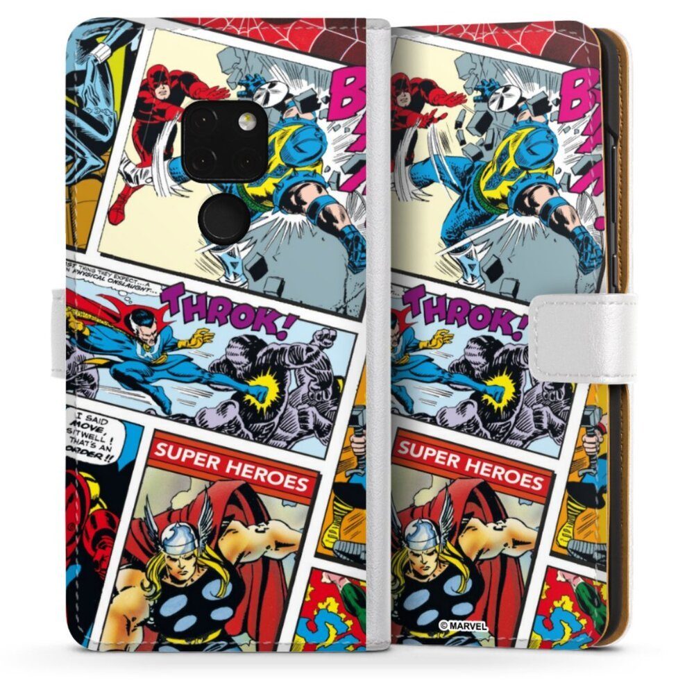 DeinDesign Handyhülle Marvel Retro Comic Blue, Huawei Mate 20 Hülle Handy Flip Case Wallet Cover Handytasche Leder