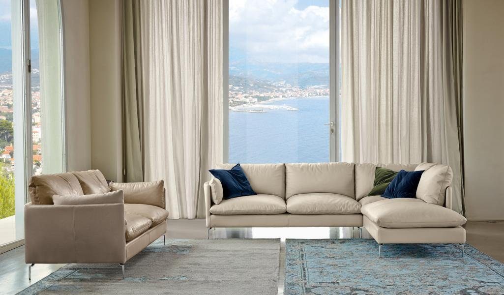 2 Möbel Sitzer L Couch JVmoebel Sofa Ecksofa Form Sofa Leder Luxus Wohnzimmer Design
