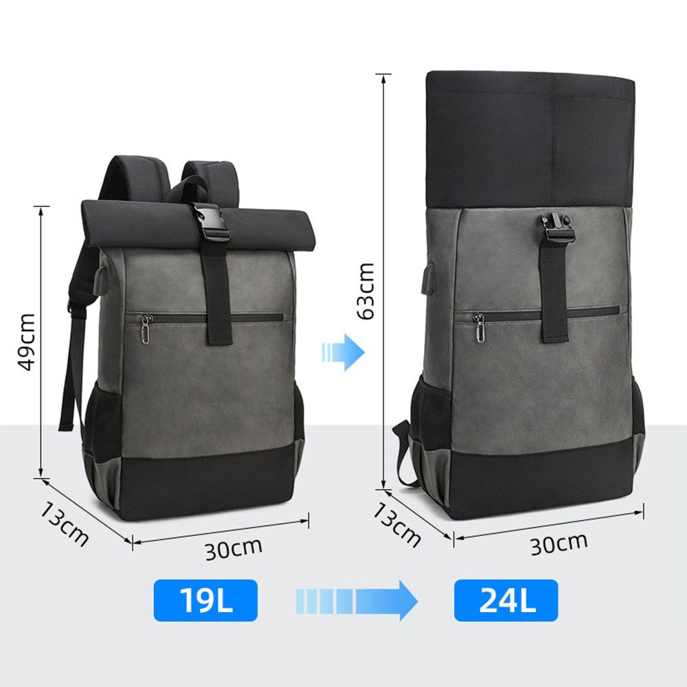 JASLIFE Daypack Laptoprucksack für 15,6 Zoll Rolltop Rucksack, USB-Anschlus günstig online kaufen