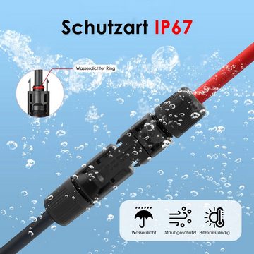 PFCTART Schwarz + Rot PV-Panel-Verlängerungskabel Silikondrahtverbinder 12AWG Solarkabel, (500 cm)
