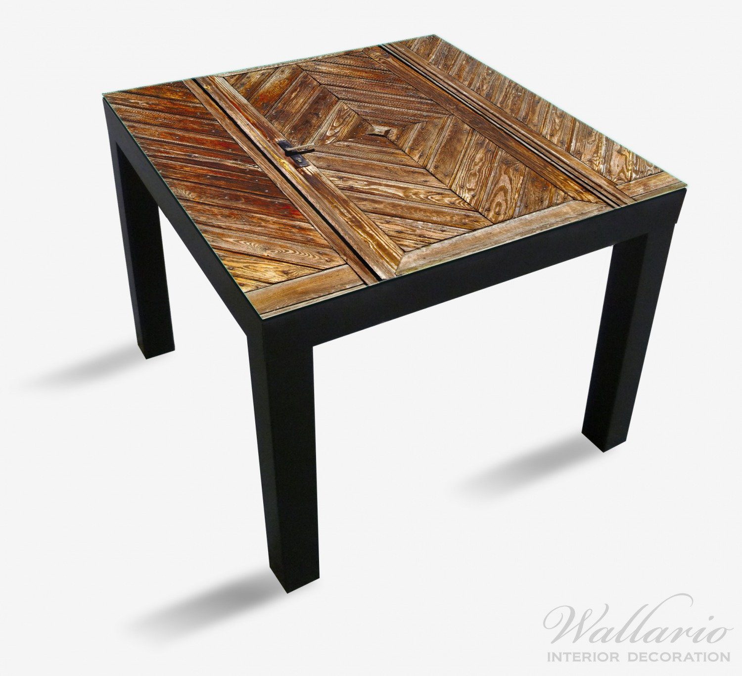 Wallario Tischplatte Alte Holztür geeignet mit (1 Lack Ikea St), diagonalem Tisch Muster für