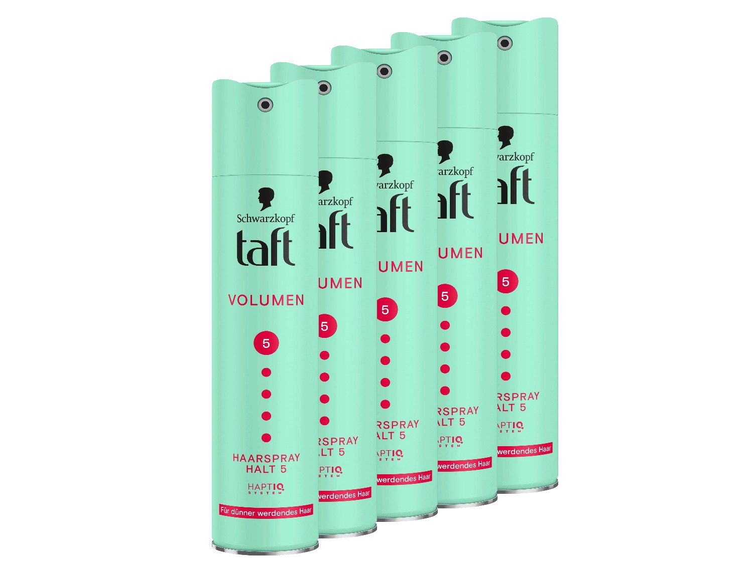 Taft Haarspray Schwarzkopf, Volumen für dünner werdende Haar, 5x 250 ml, 5-tlg., Vorratspack, HaptIQ System