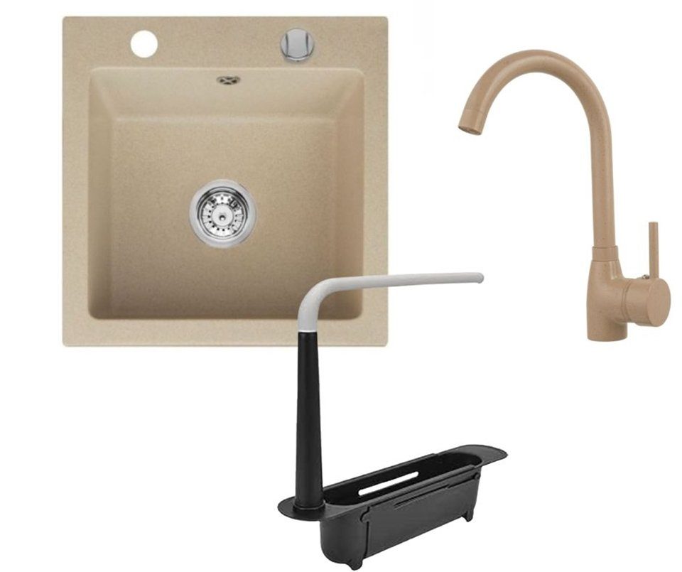 Faizee Möbel Granitspüle Granitspüle 48x50+Organizer (Armatur günstig online kaufen