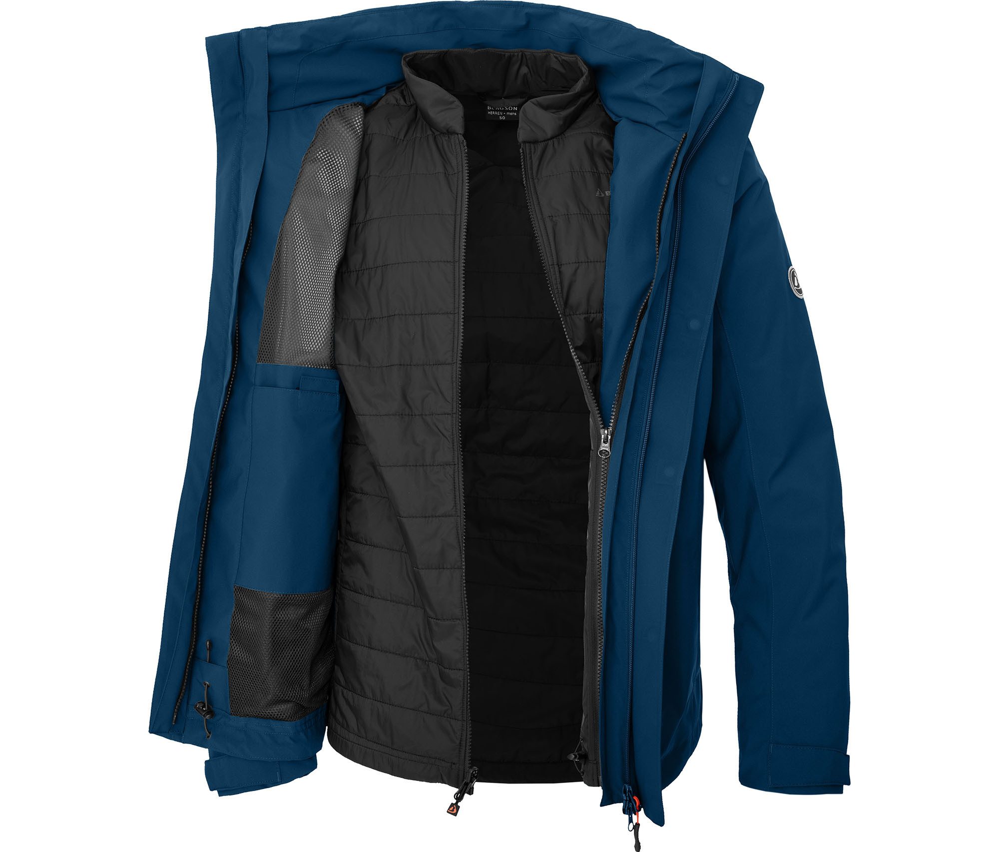 Bergson Regenjacke KAJAANI 3in1 Doppeljacke Herren Regenjacke, wasserdicht, mit Innen-Steppjacke, Normalgrößen, p