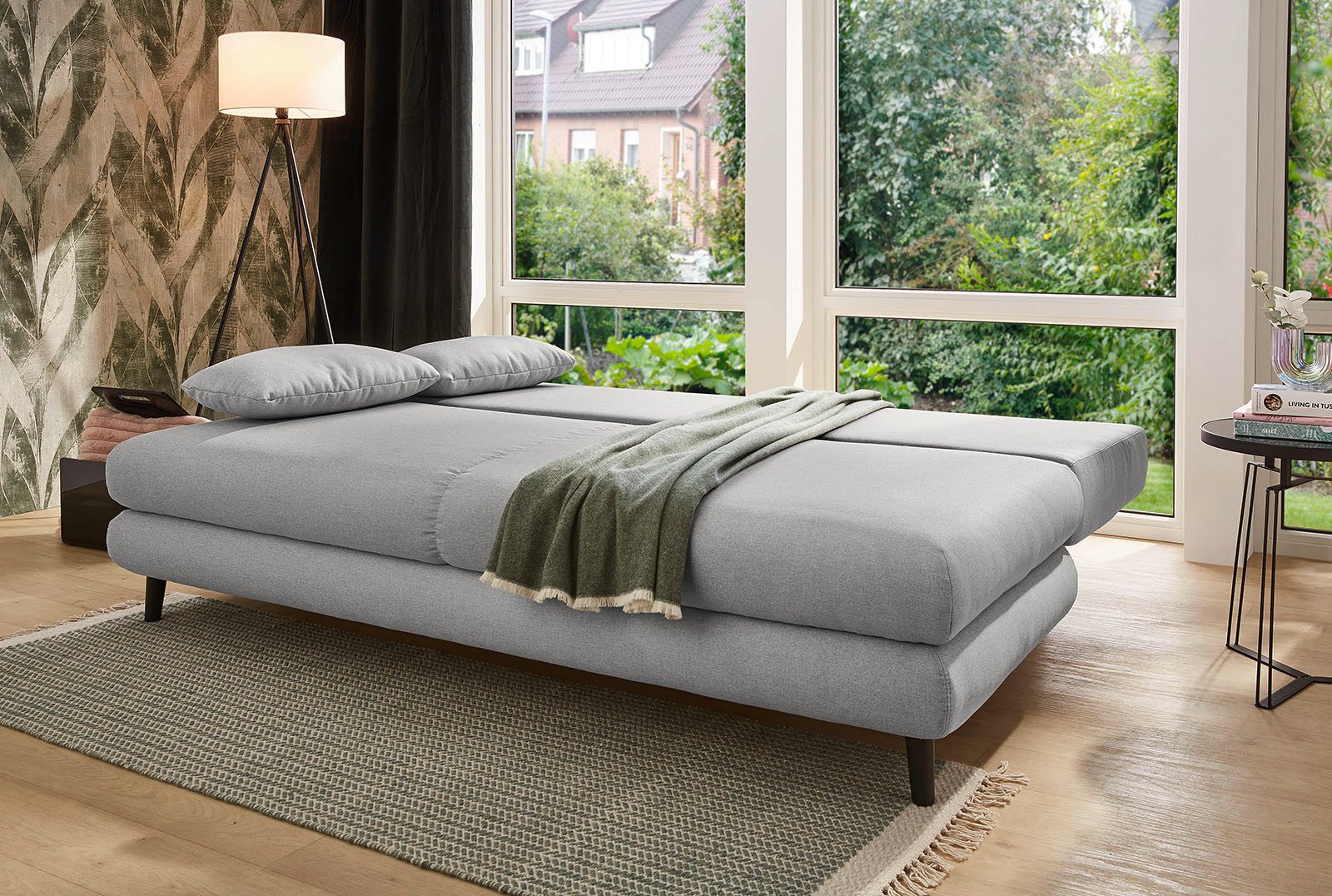 Jockenhöfer Gruppe Schlafsofa Per, mit Gästebettfunktion, inklusive 4 Kissen, Wellenschaumpolsterung und großzügigem Stauraum/Bettkasten