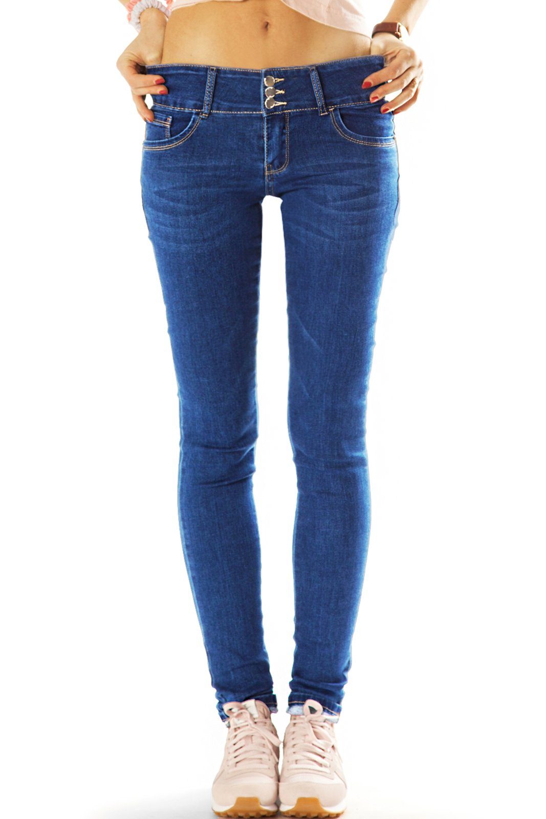 be styled Low-rise-Jeans Röhrenjeans Hüftjeans Skinny Low Waist Hose - Damen - j3e-1 5-Pocket-Style