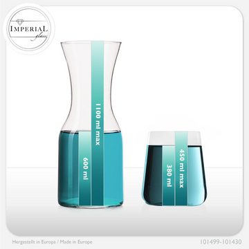IMPERIAL glass Glas Trinkgläser & Karaffe Set 450ml / 1100ml, Glas, 7-Teilig Wassergläser Wasserkaraffe Saftgläser Glaskanne Kanne