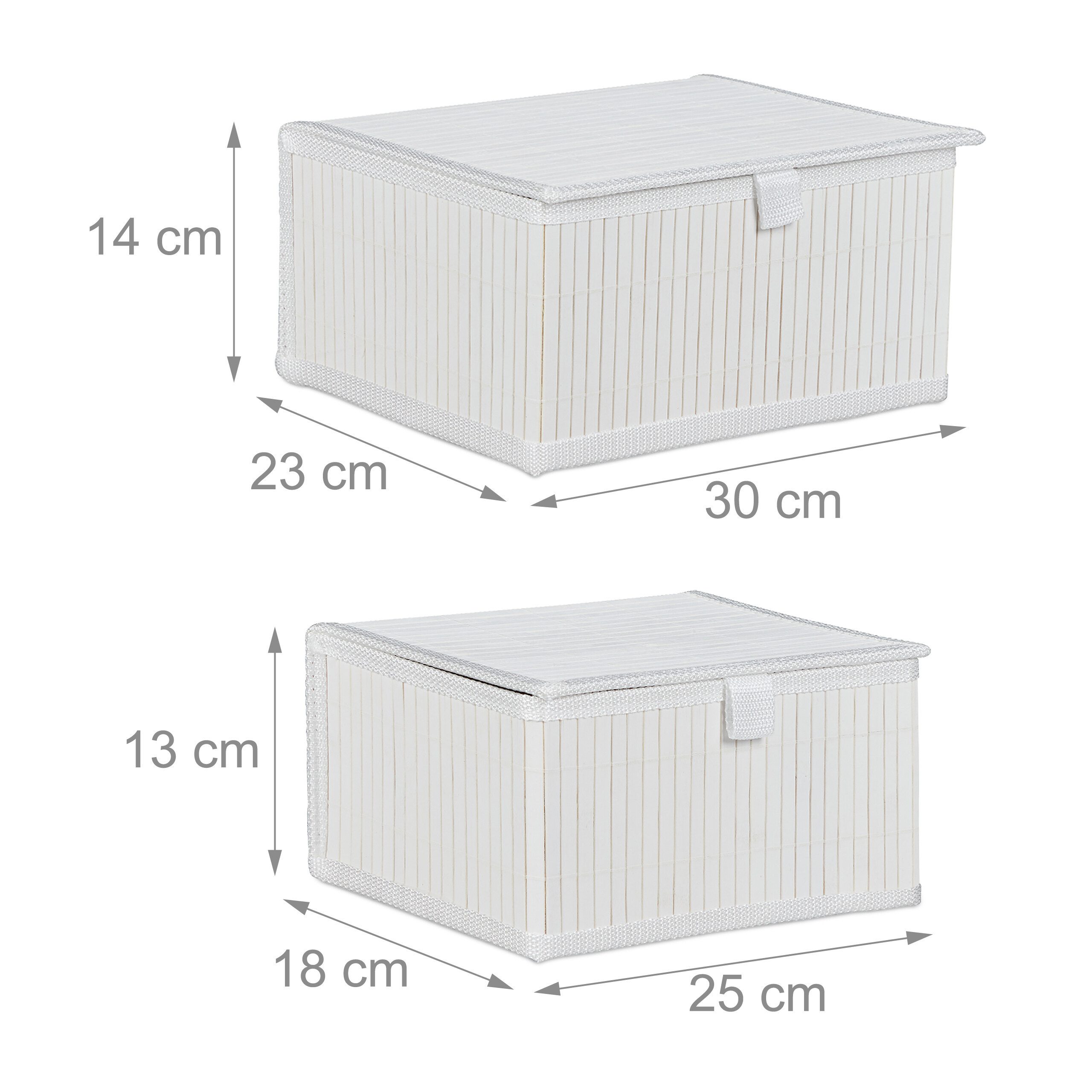 relaxdays Aufbewahrungskorb Bambus 2-tlg. Set (2 St., 2er Set), weiß – Bild 4 von 5
