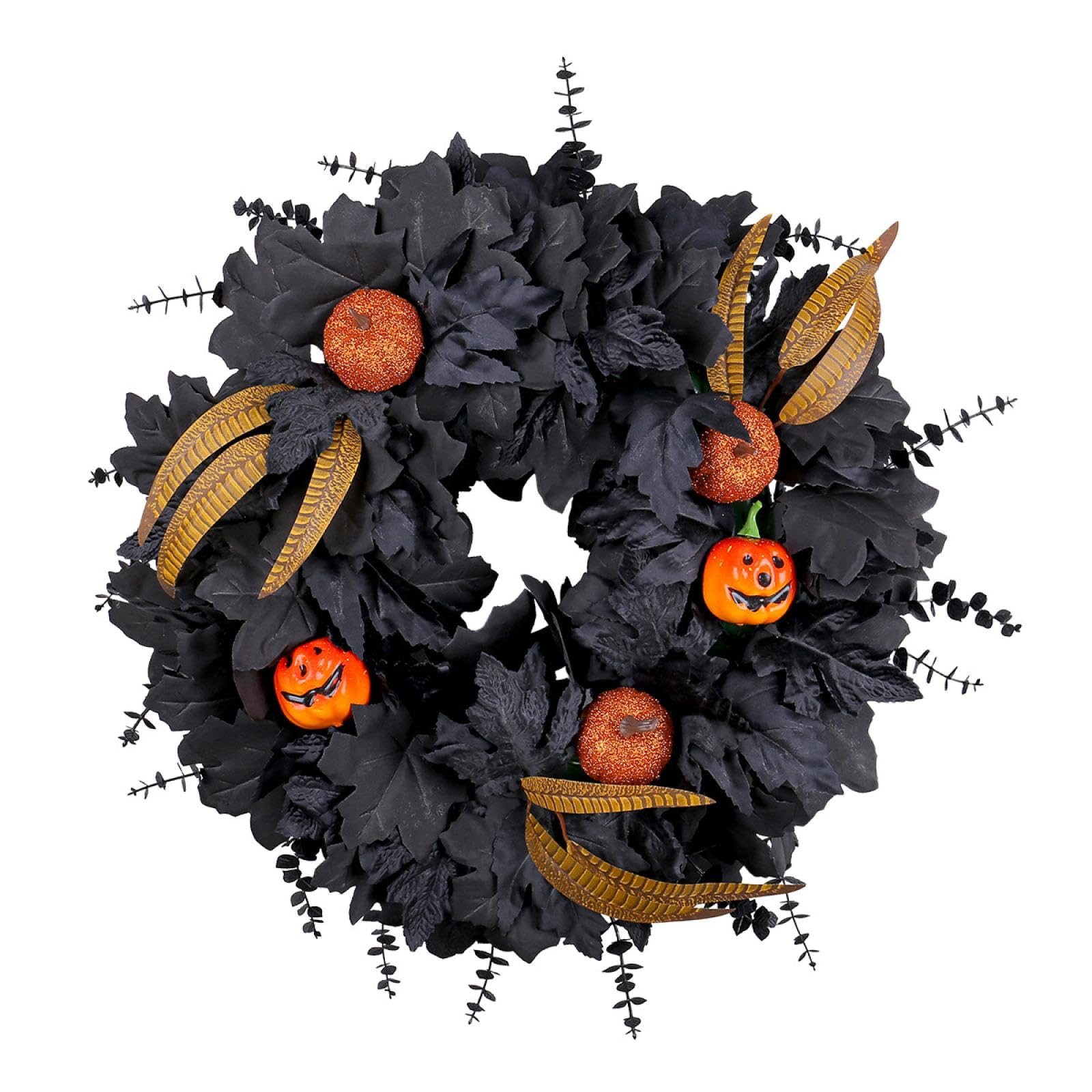 Kunstkranz 50cm Halloween Türkranz, Halloween Deko, Ahornblatt Kürbis Kranz günstig online kaufen