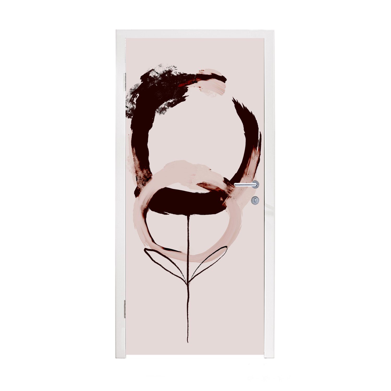MuchoWow Türtapete Abstrakt - Blume - Kaffee - Pastell, Matt, bedruckt, (1 St), Fototapete für Tür, Türaufkleber, 75x205 cm