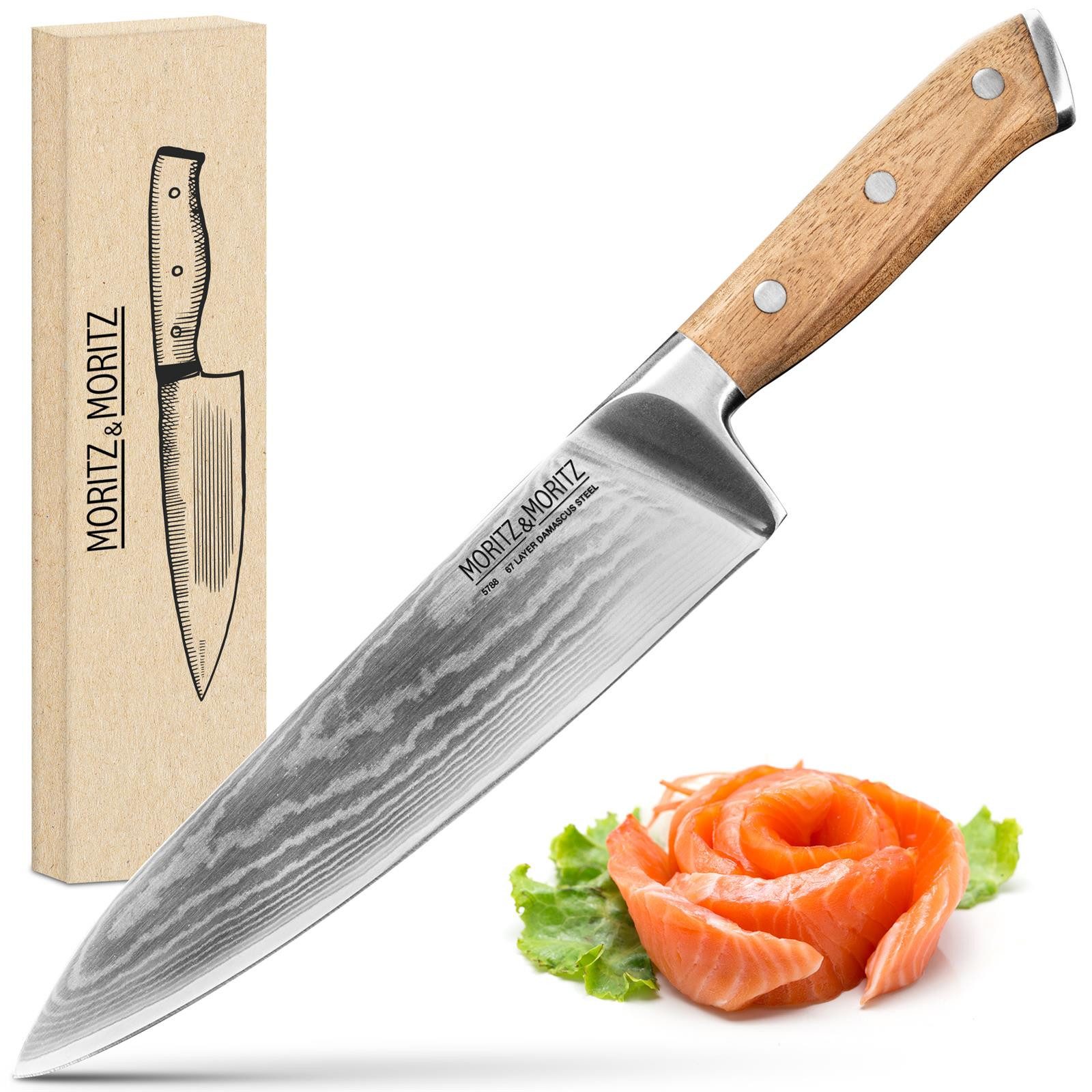 Moritz & Moritz Fleischmesser Damastmesser - Stahl 67 Schichten, ergonomischer Griff
