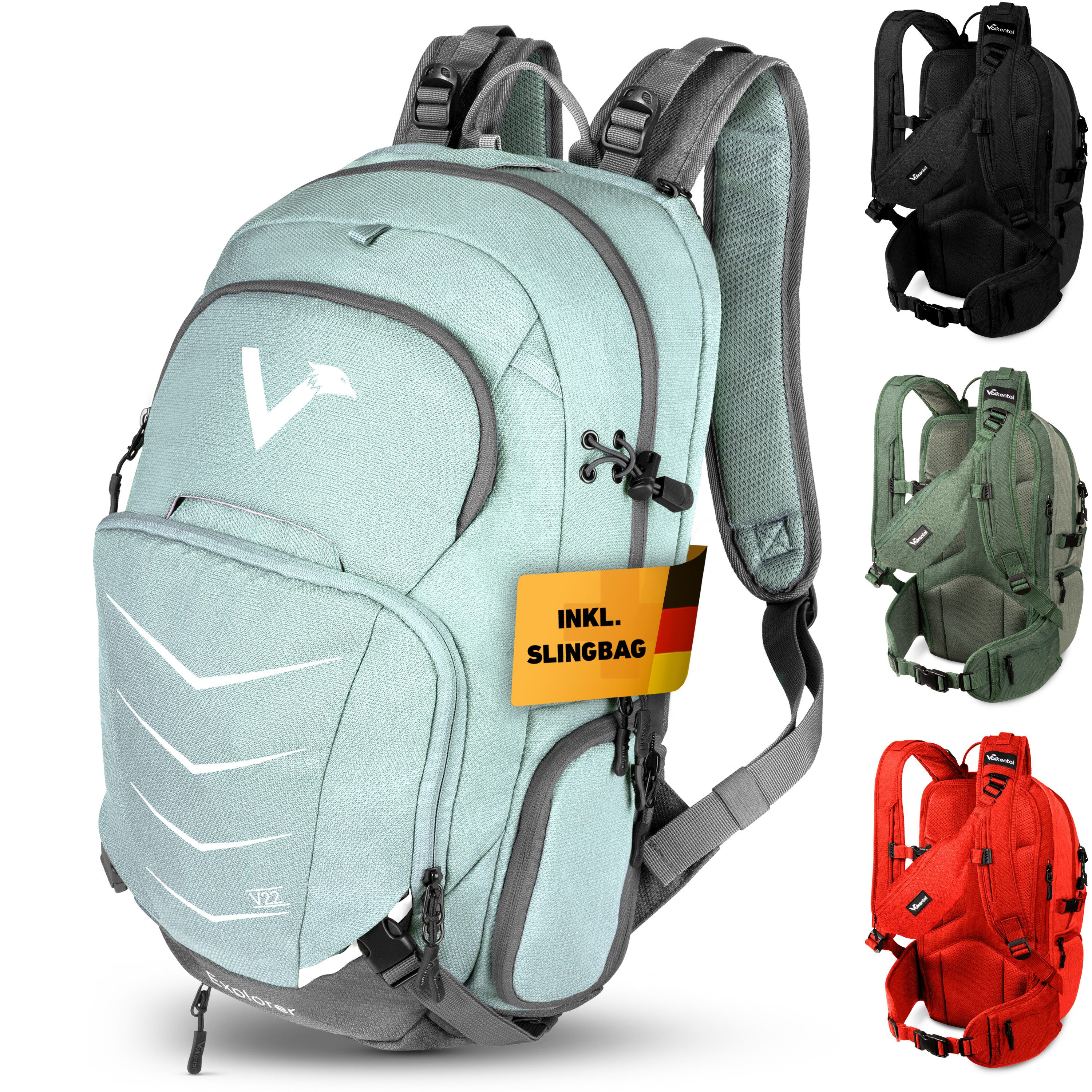 Valkental Wanderrucksack Fahrradrucksack & Outdoor Rucksack (2-tlg), wasserdicht & atmungsaktiv 22 L