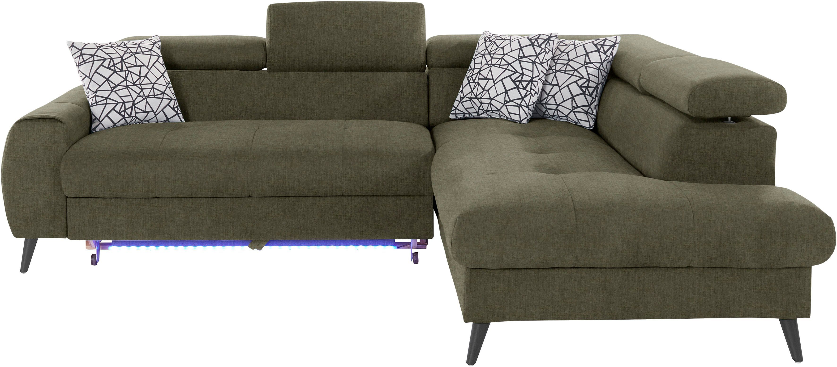 COTTA Ecksofa "Mia L-Form mit 3 Zierkissen", wahlweise mit Bettfunktion, Be günstig online kaufen