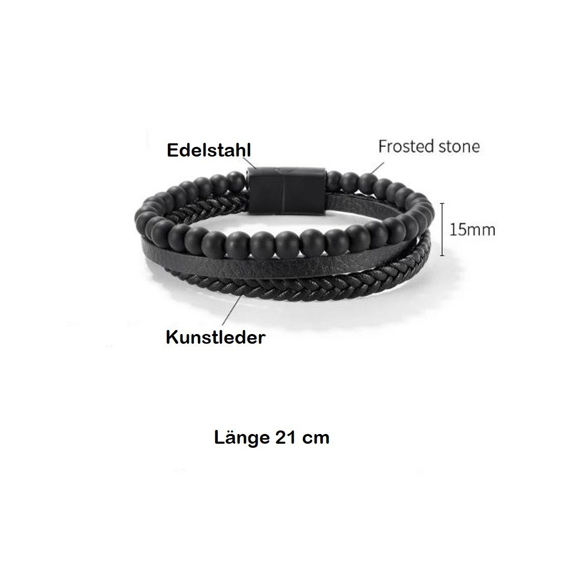 modern Set Armband schwarz Lederarmband Herrenarmband Herren edel, Geschenk Ihn für Herrenschmuck Leder Sanixa