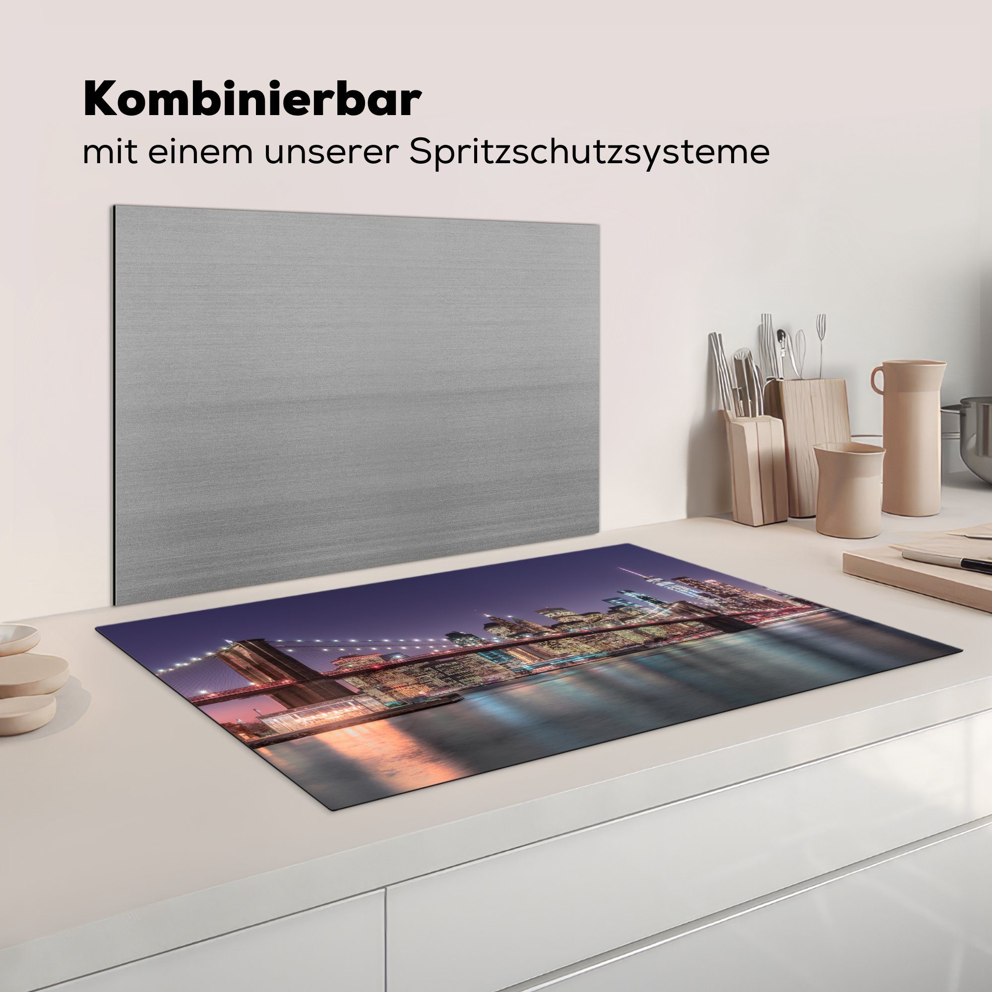 (1 tlg), MuchoWow Sonnenuntergang, cm, Brooklyn Vinyl, Ceranfeldabdeckung, Arbeitsplatte 83x51 Herdblende-/Abdeckplatte York - - Bridge für New küche