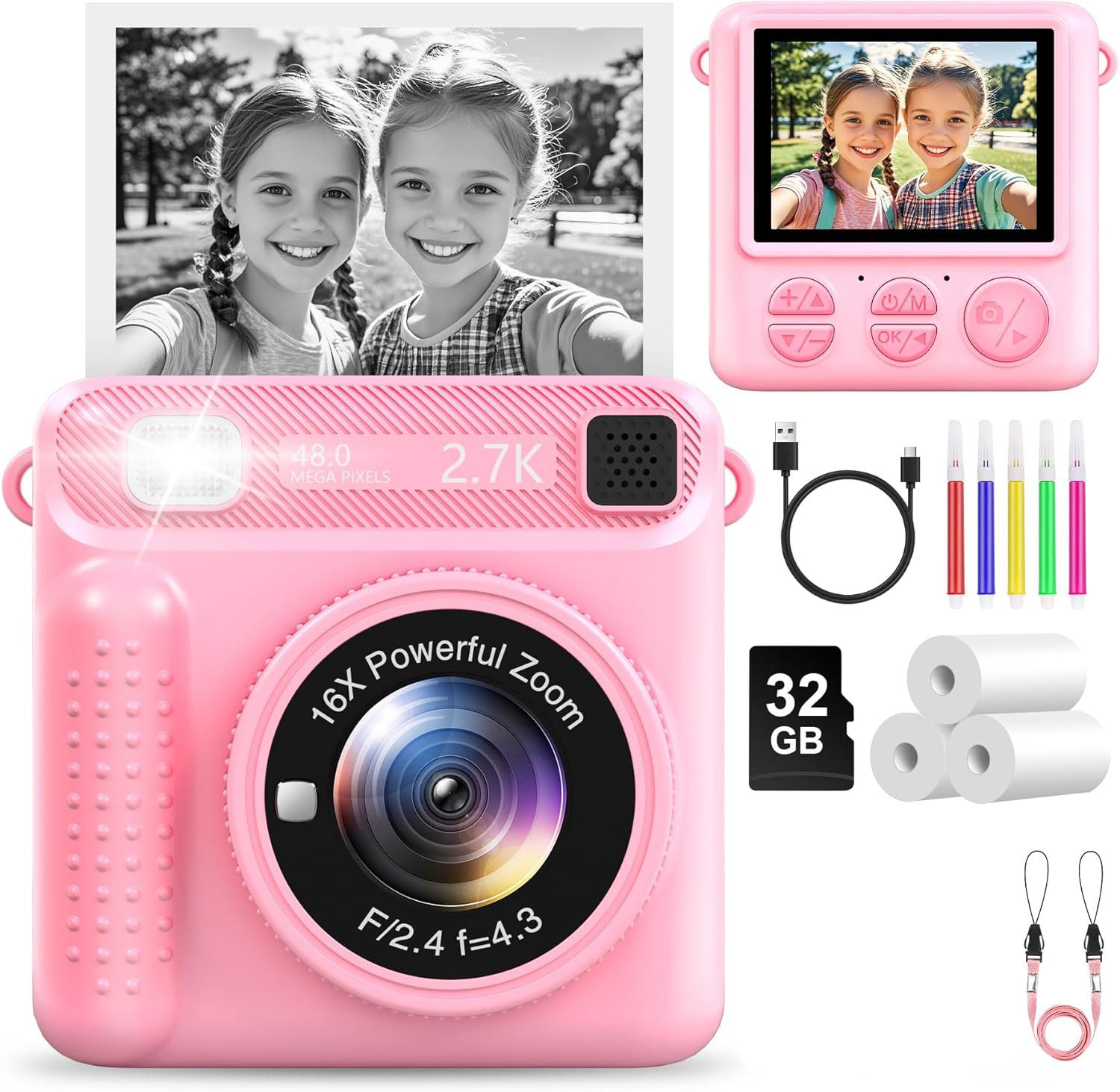 Coonoor Sofortbildkamera KinderKamera, 1080P 2,4 Zoll Bildschirm Kinderkame günstig online kaufen