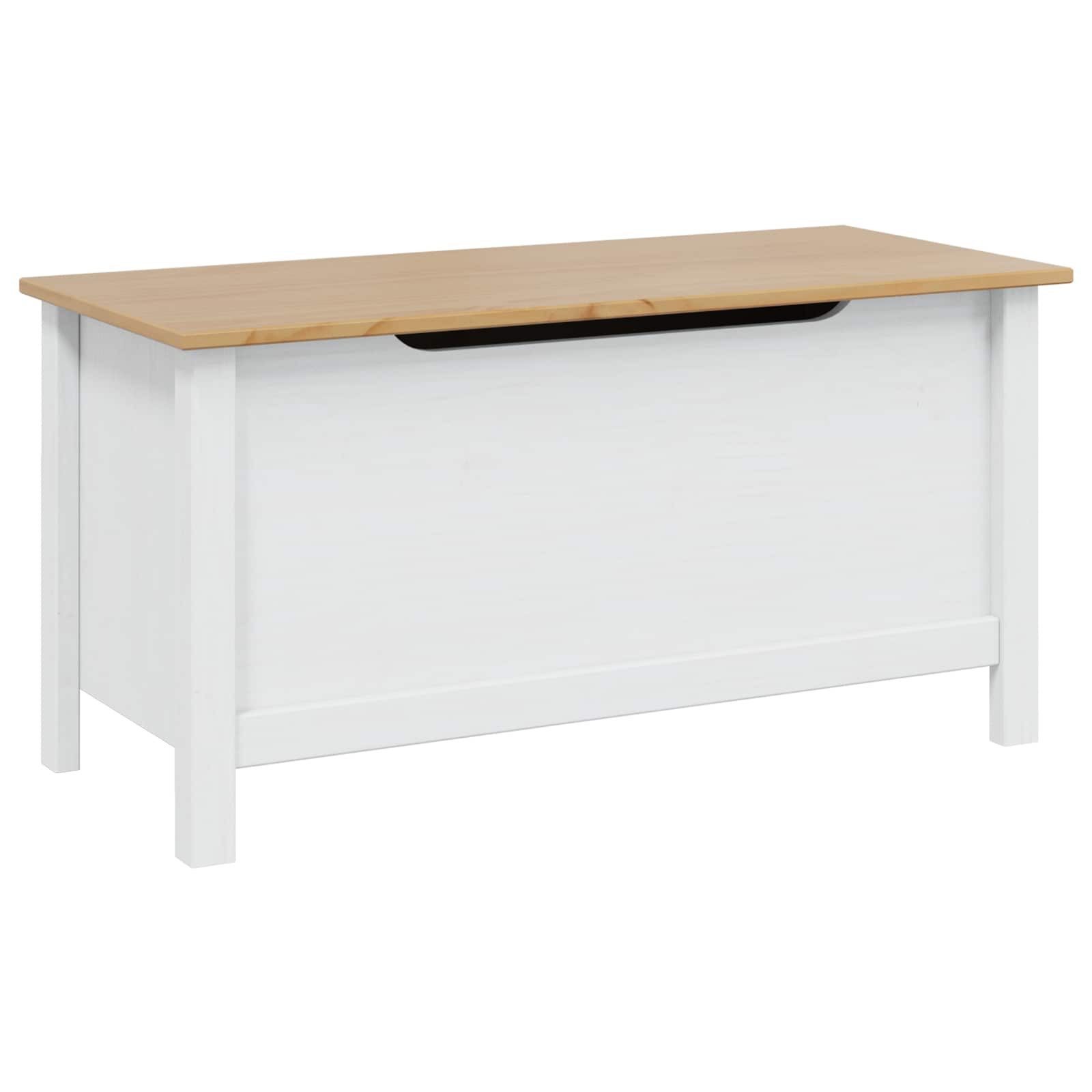 vidaXL Aufbewahrungsbox Aufbewahrungsbox HILL Weiß und Honigbraun 90 x 40 x 45 cm (1 St)