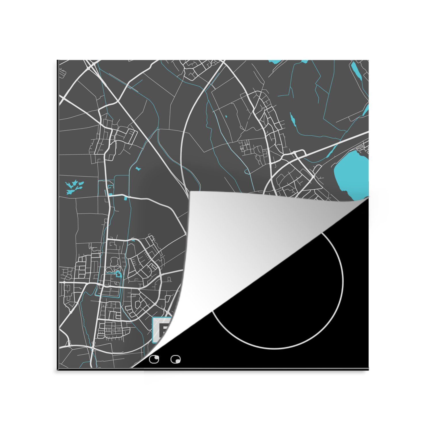 MuchoWow Herdblende-/Abdeckplatte Deutschland - Blau - Erfstadt - Stadtplan - Karte, Vinyl, (1 tlg), 78x78 cm, Ceranfeldabdeckung, Arbeitsplatte für küche