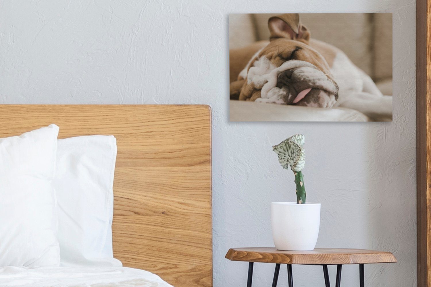 Leinwandbild OneMillionCanvasses® Englisch - Bulldogge Hund, Wanddeko, Aufhängefertig, 30x20 St), Leinwandbilder, (1 cm Wandbild -