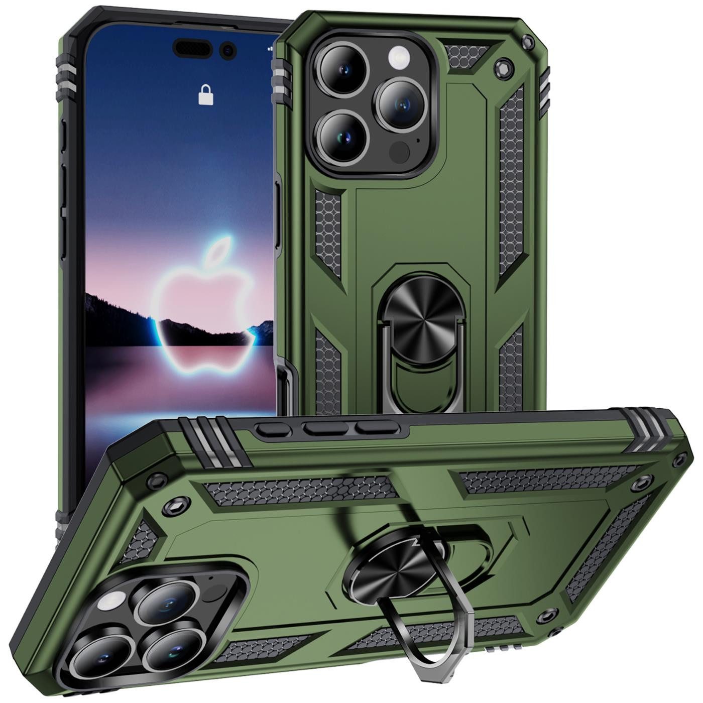 CoolGadget Handyhülle Armor Shield Case für Apple iPhone 16 Pro Max 6,9 Zoll, Outdoor Cover Magnet Ringhalterung Handy Hülle für iPhone 16 Pro Max