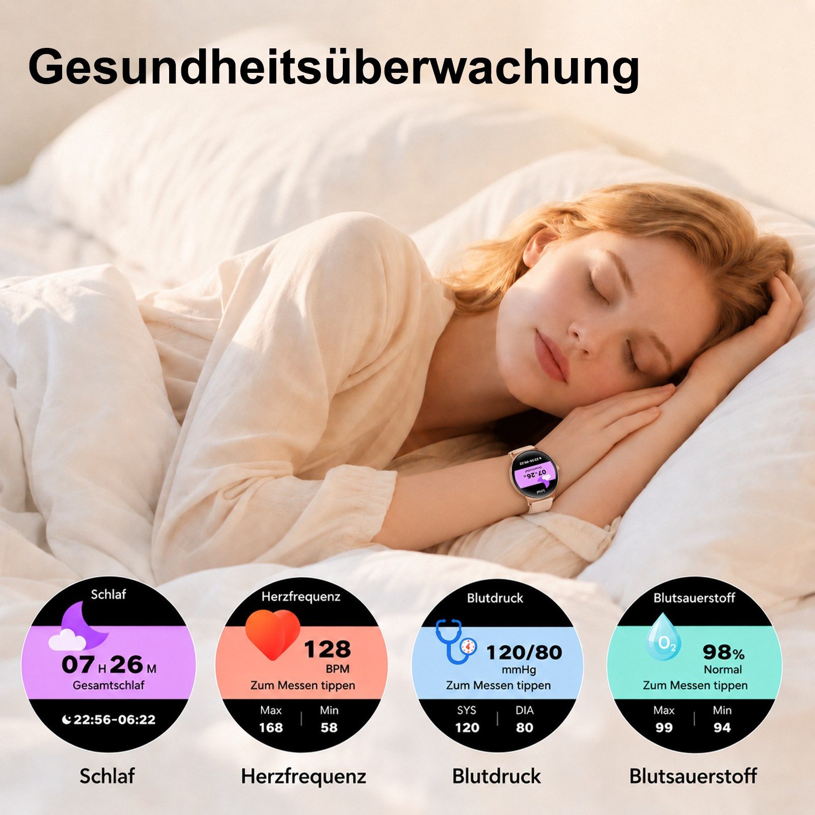 SWGOTA 2026 Smartwatch Damen Ultradünn mit 1,56" AMOLED und 20 Tage Akku Smartwatch IP68+5ATM Fitnessuhr mit 150+ Sportmodi und Bluetooth-Anruf, sowie SpO2-, Wh – Bild 5 von 5