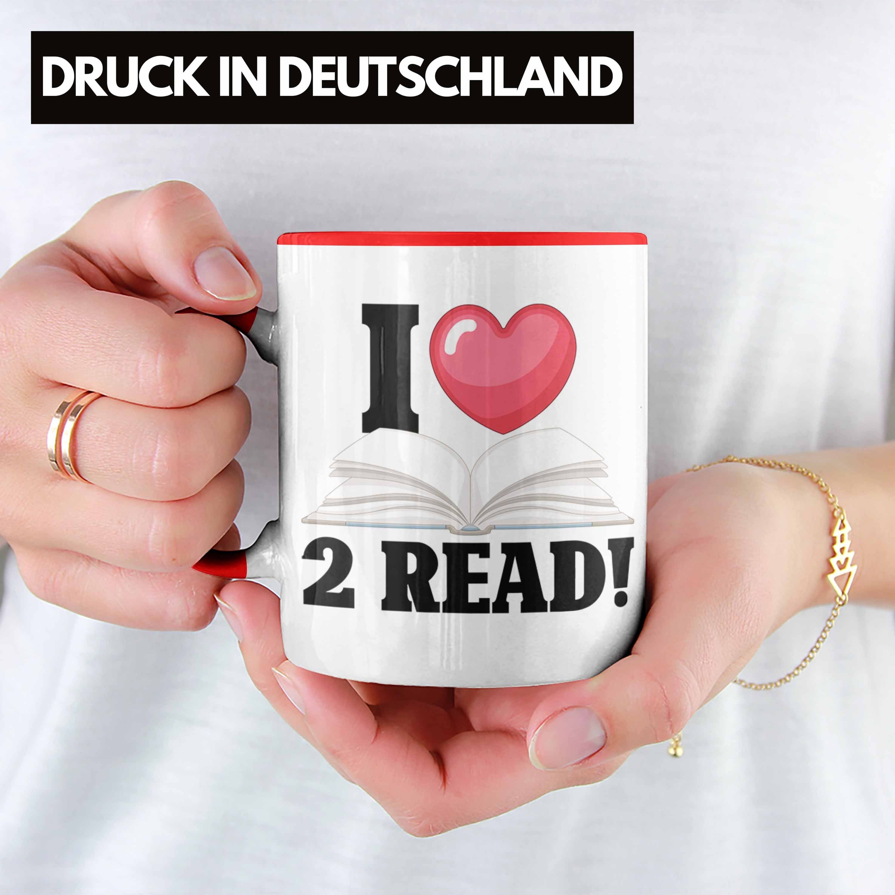 Rot Lustige 2 Bücherwurm für Read" "I Leseratten Tasse Love Bücher-Tasse Tasse Trendation -