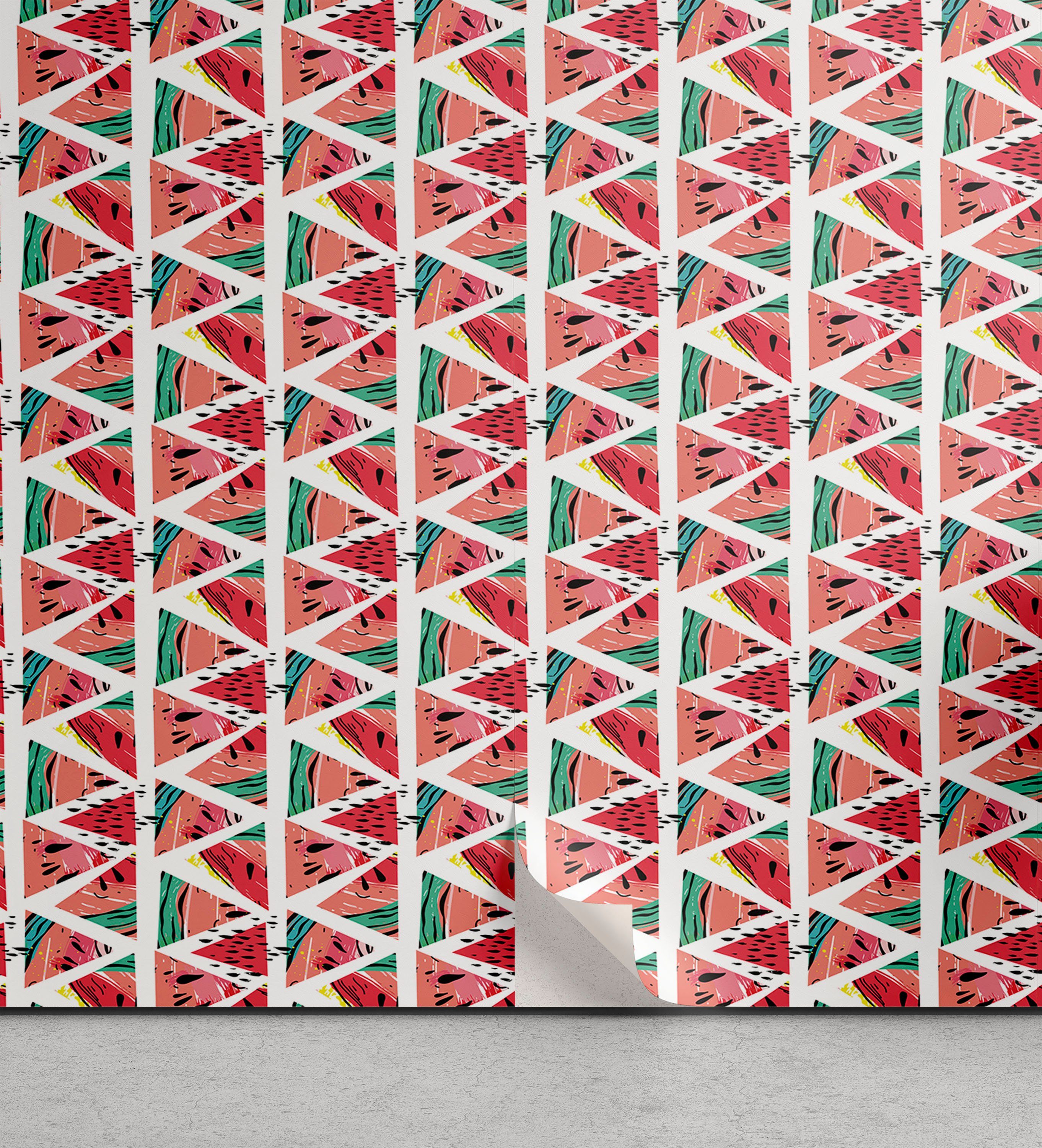 Abakuhaus Vinyltapete selbstklebendes Wohnzimmer Küchenakzent, Wassermelone Aquarell abstrakte