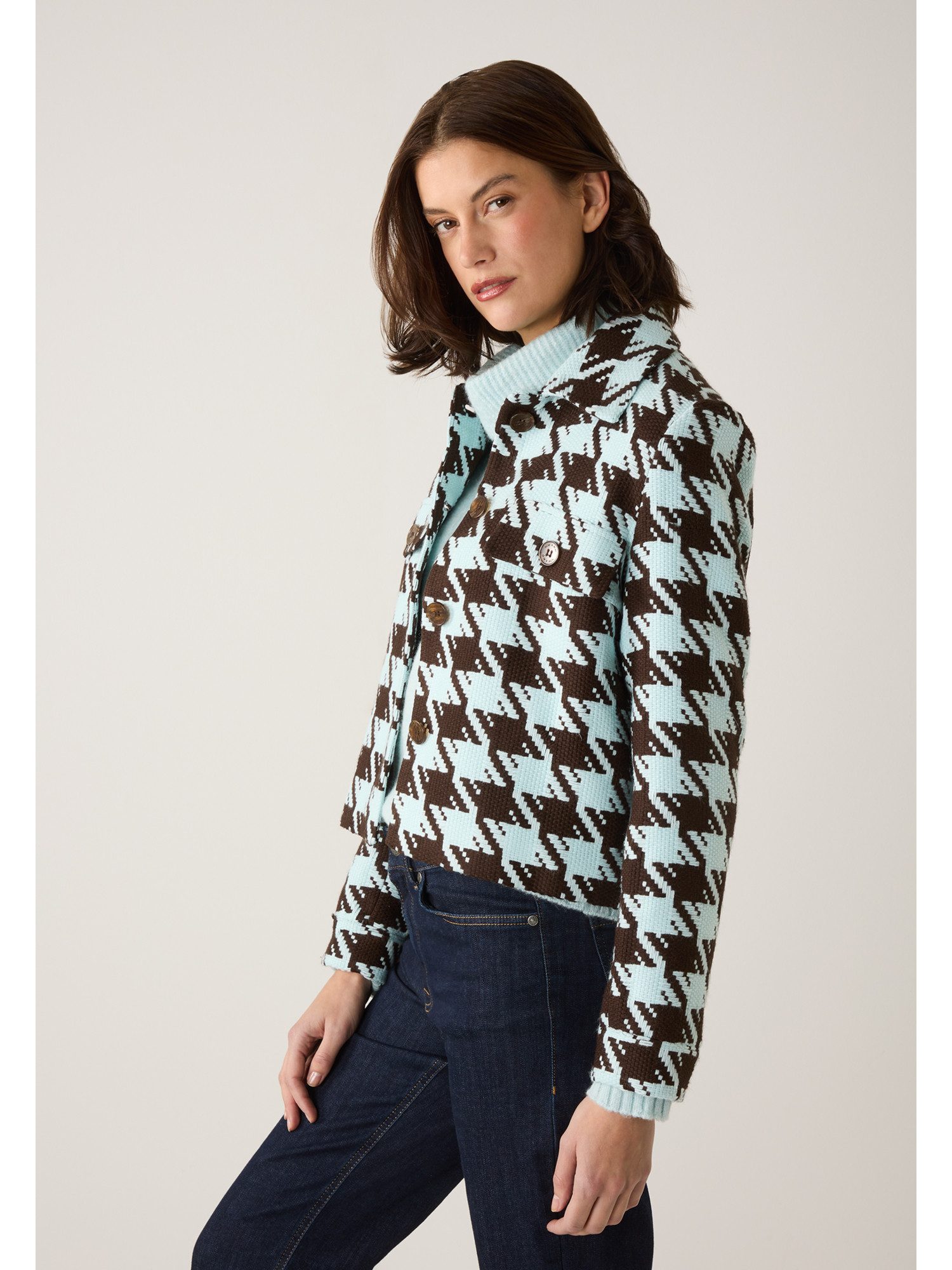 MORE&MORE Blouson kurze, weite, karierte Jacke