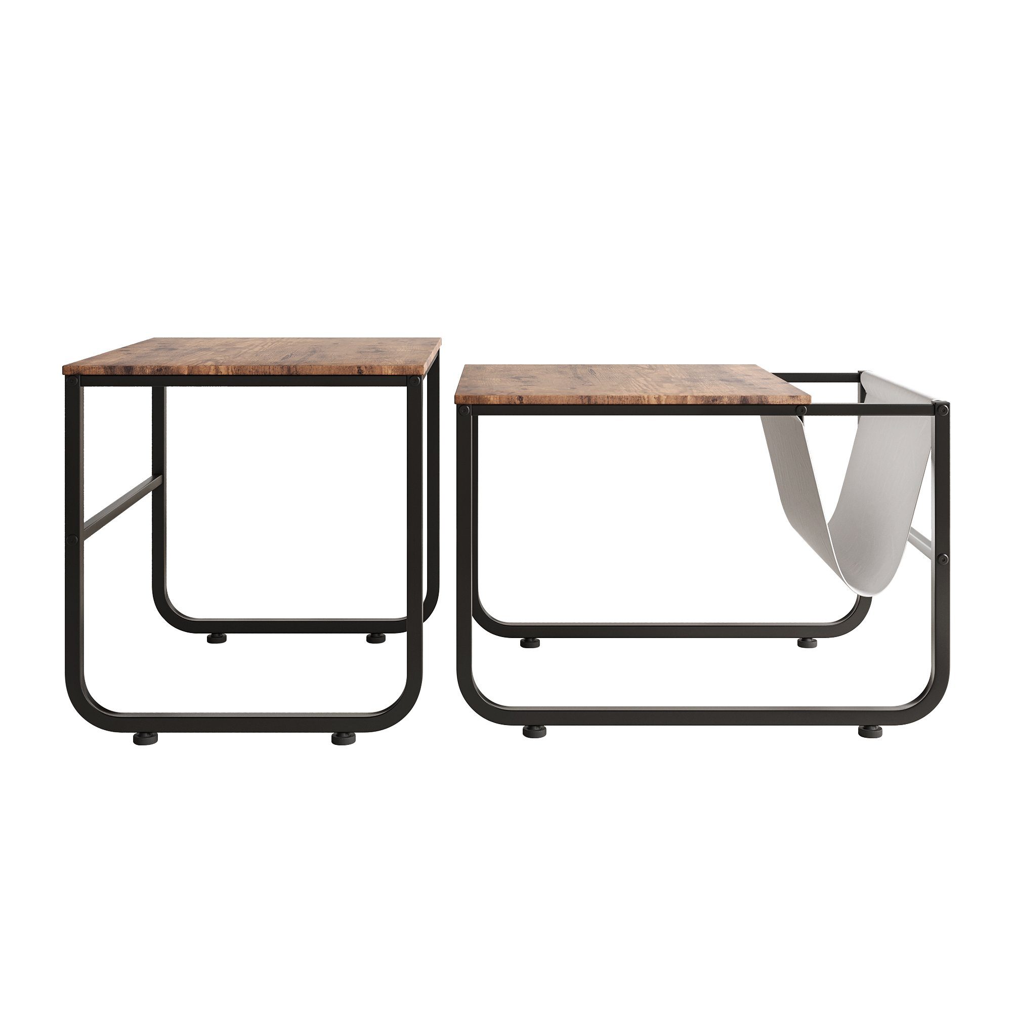 Gotagee Beistelltisch 2er Set Stapelbar Couchtisch-Set Beistelltische Sofatisch Quadratisch, mit Ablagefächern für Zeitschriften