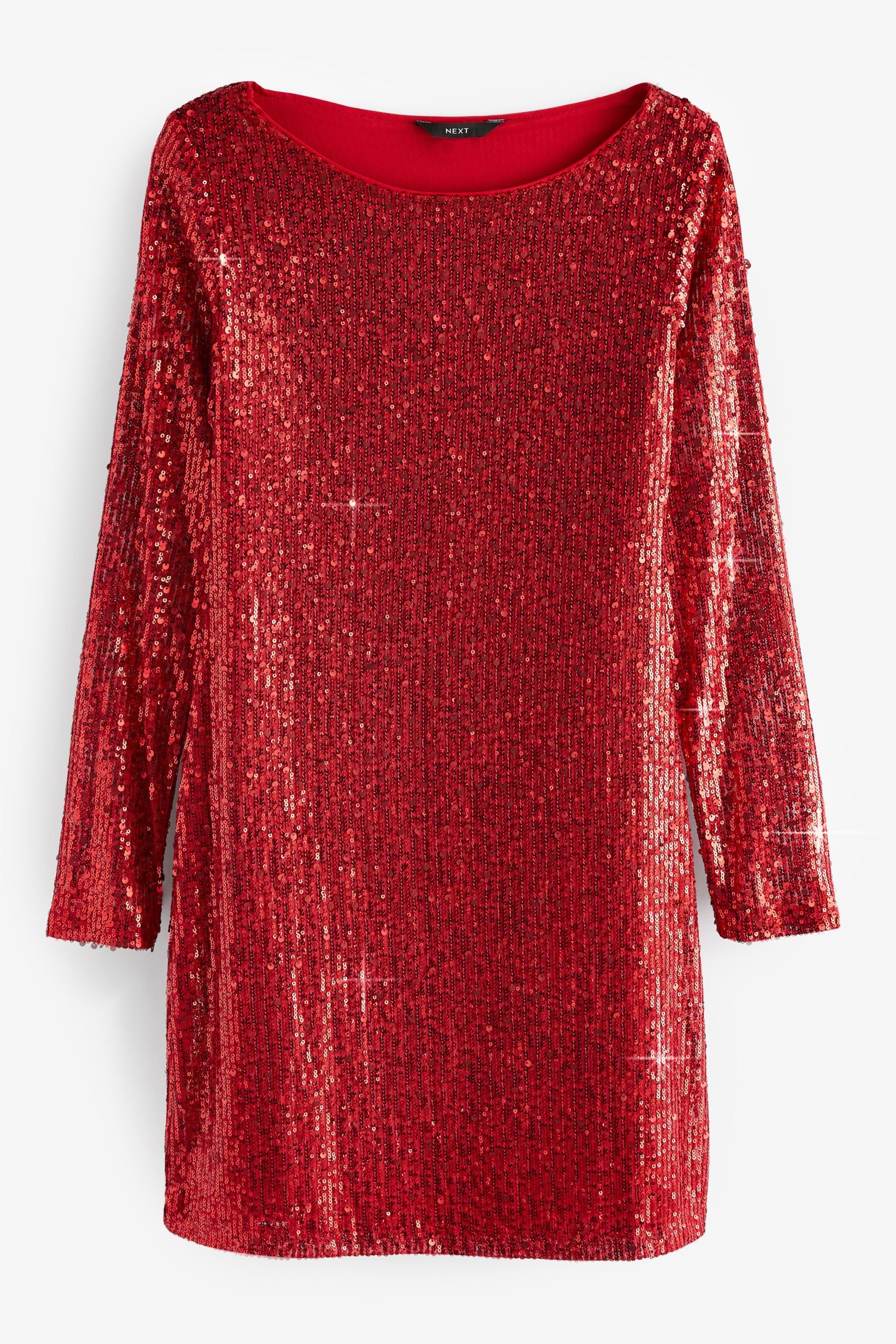 Minikleid Langärmeliges Minikleid mit Pailletten, Kurzgröße