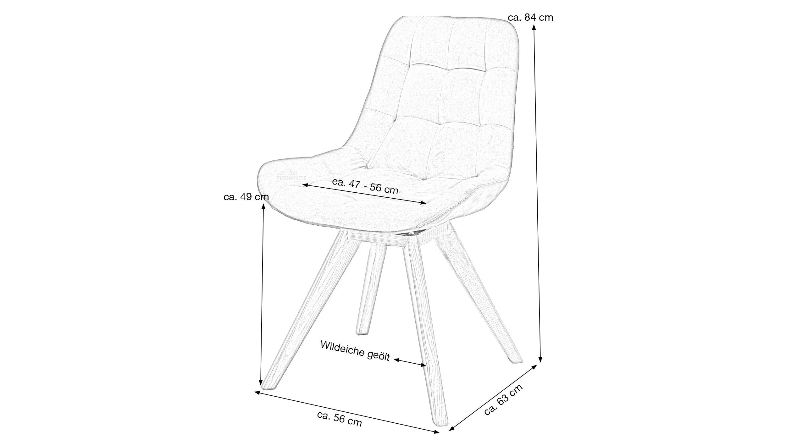 Massivart® Polsterstuhl Polsterstuhl anthrazit Absteppungen Rückenfläche / Belfast geölter Wildeiche Standbeine in Sitz- / Schalenstuhl, / mit