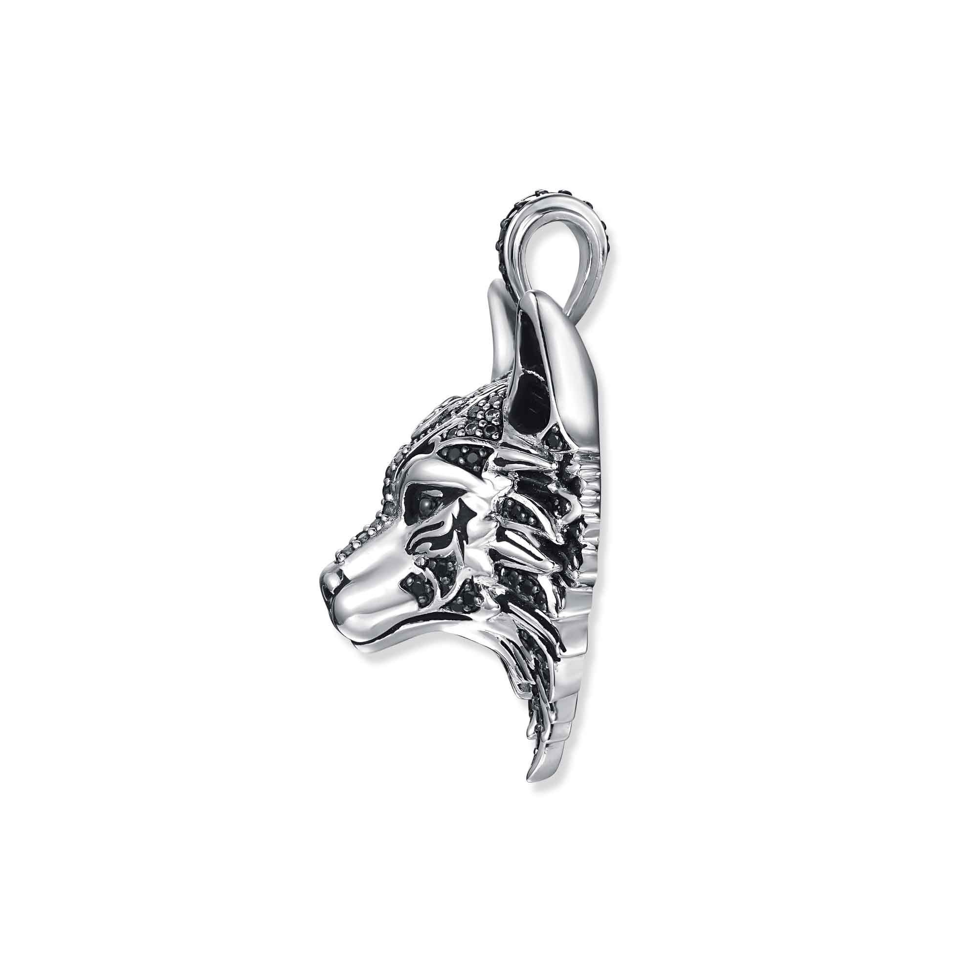 Seinerzeit FLORA & FAUNA Kettenanhänger Hannibal Wolf Anhänger, Schmuck aus 925 Sterling Silber (Von der geheimnisvollen Welt der Nacht inspirierter Damenschmuck im ausdrucksstarken Unisex-Design mit mystischem Motiv – ein besonderer Begleiter im Alltag und zu besonderen Anlässen, 1-tlg., inkl. Geschenkverpackung für Frauen ob Freundin, Mutter, Ehefrau, Oma), rhodiniert, geschwärzt und Zirkonia-Steinen