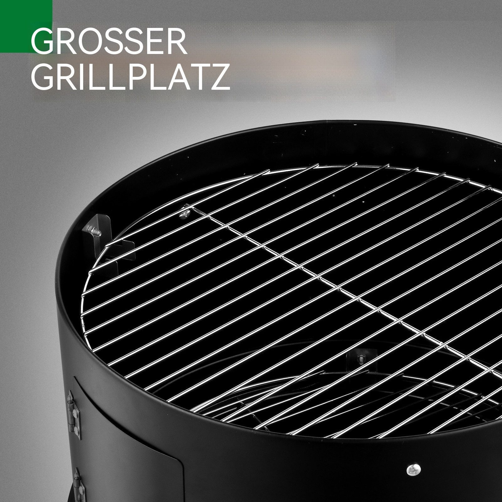 LALAHO Holzkohlegrill 3 in 1 Smoker Grill, Räuchertonne für Camping, Garten, 80 x 41 x 48cm – Bild 5 von 5