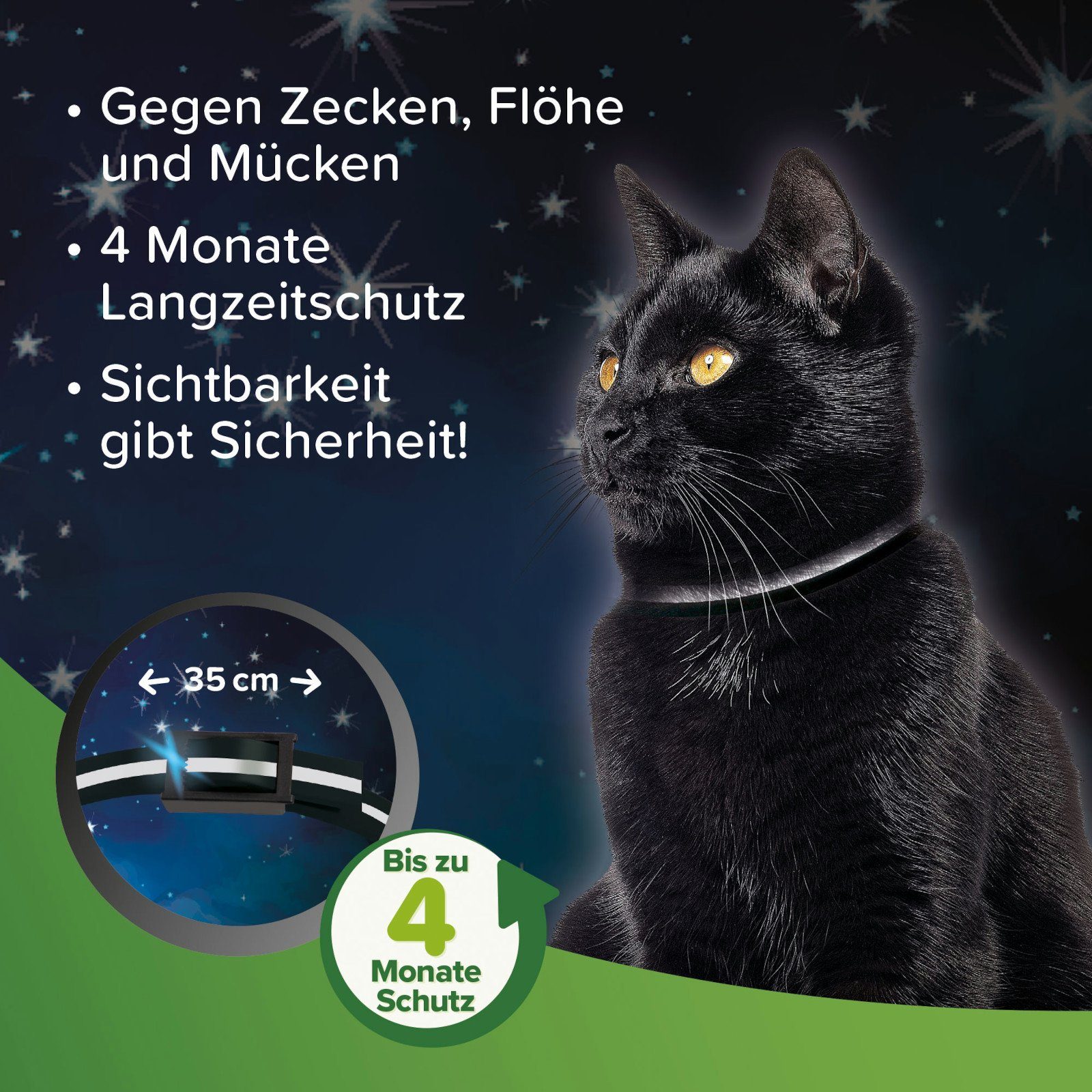 beaphar Zeckenhalsband Zecken- und Flohschutz Halsband reflektierend für Katzen - 35 cm