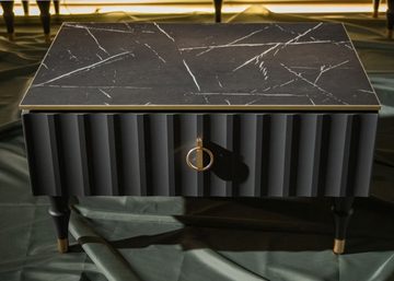 Feldmann-Wohnen Couchtisch Lorenzo (Lorenzo, 1-St., Couchtisch), 78x55x43,5cm graphit Nero Marquina Marmor-Optik Gold