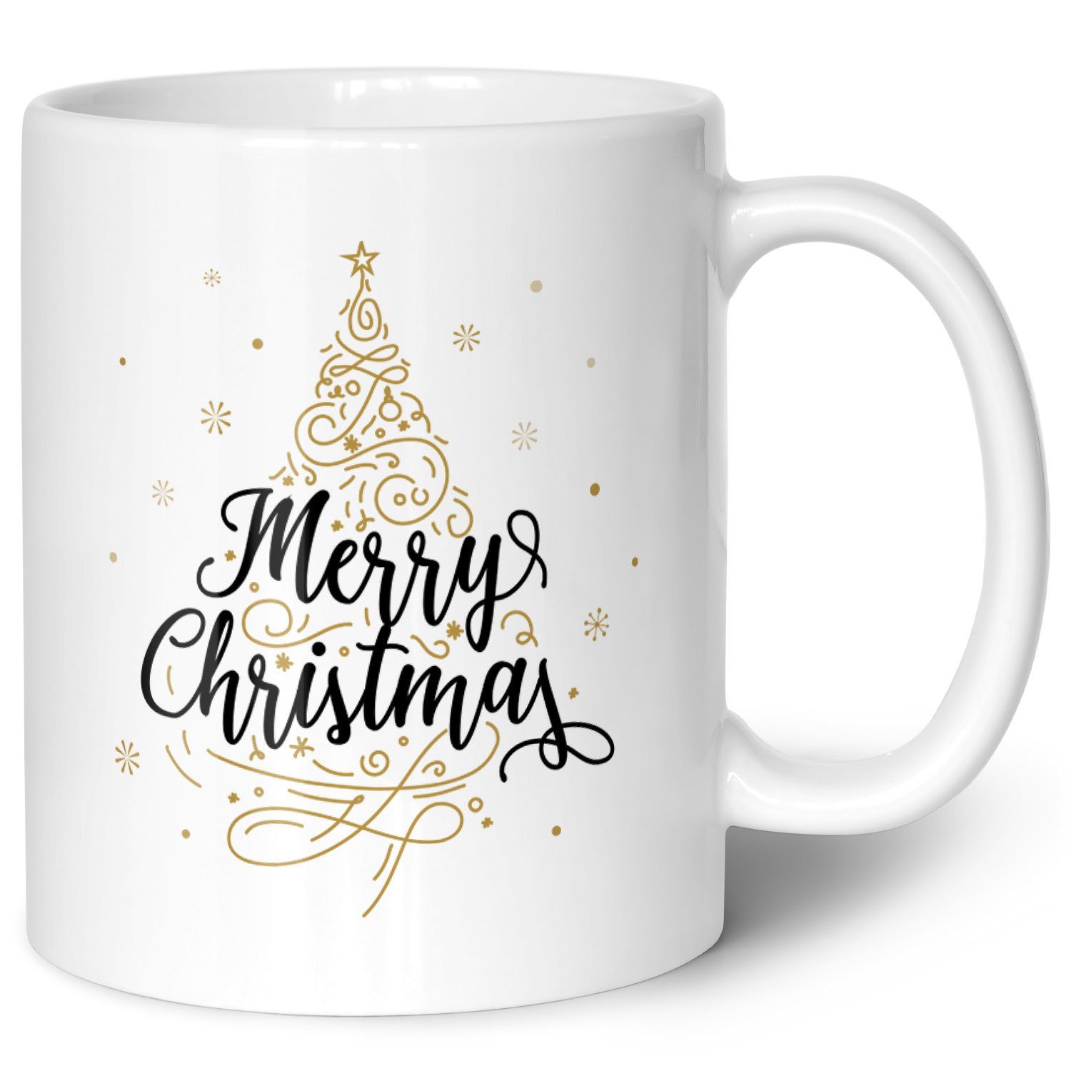 GRAVURZEILE Tasse mit Weihnachtsmotiv - Geschenke für Frauen & Männer zu Weihnachten, Spülmaschinenfest - Weihnachtsbaum - Schwarz und Weiß