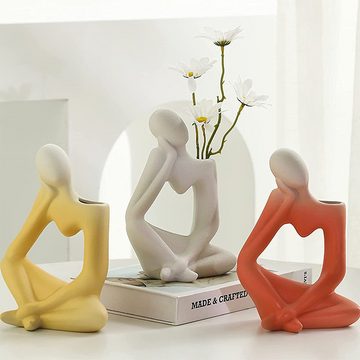 zggzerg Dekovase Keramik Vasen Deko Blumenvase Tischdeko Denker Modern Vasen
