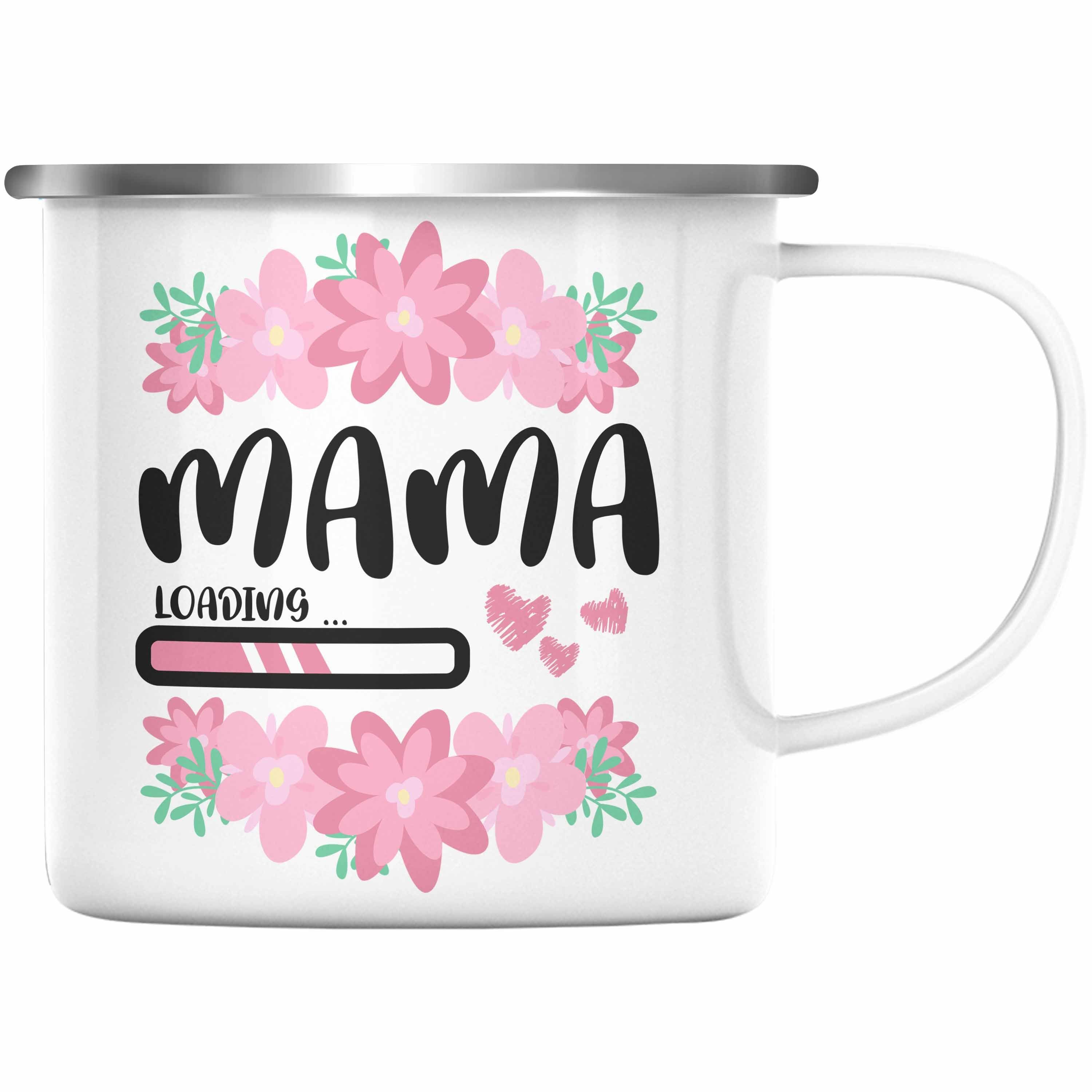 Tasse Mama Emaille Trendation Trendation Geschenk Rosa KaffeeEmaille Loading - Silber Tasse Schwangerschaft Baby Schwangerschaftsankündigung Thermotasse