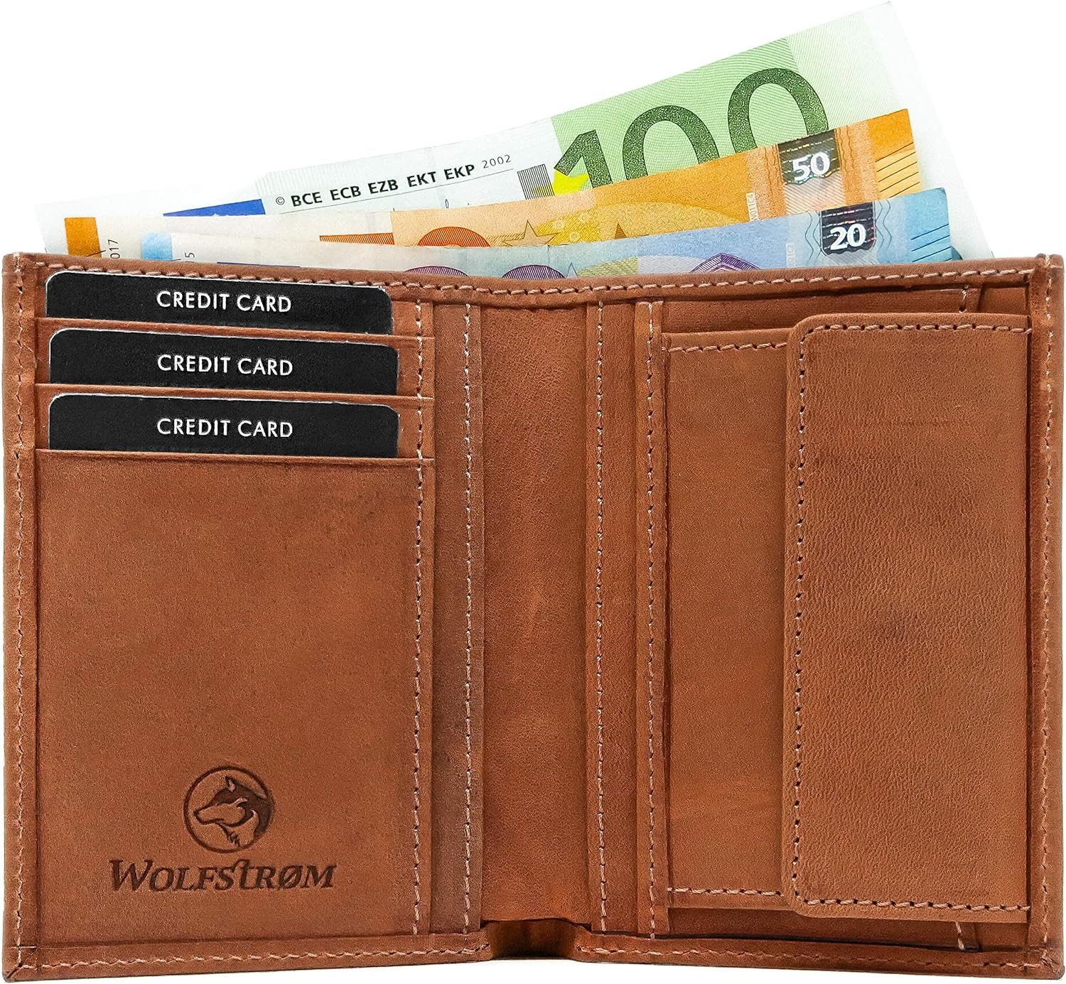 Wolfstrøm Geldbörse 'Sveylå' – Hochformat Wallet mit Münzfach & RFID-Blocker – Leder (Made in Europe, Design in Germany), Mini Wallet – Bild 2 von 4