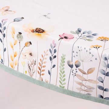 SCHÖNER LEBEN. Tischdecke Clayre & Eef Tischdecke Blumen Schmetterlinge Aquarell bunt 150x250cm