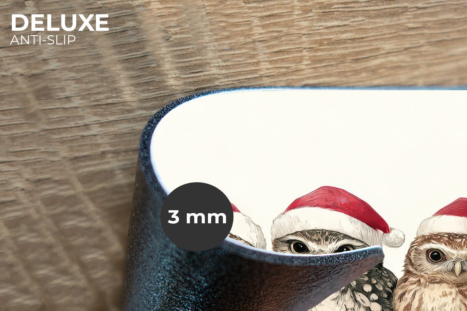 MuchoWow Platzset Eulen - Zweig - Stechpalmenblätter - Weihnachtsmannmütze, günstig online kaufen