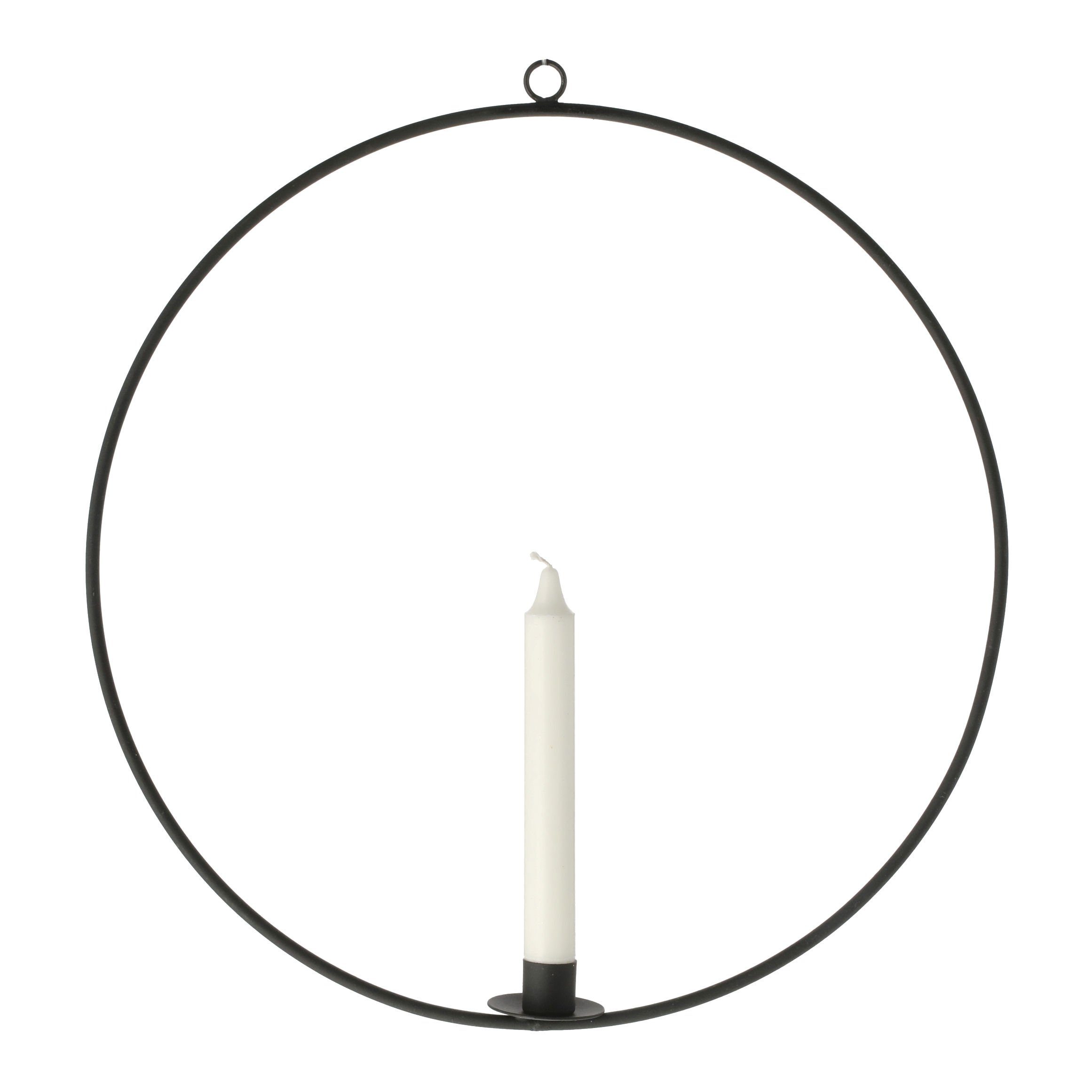 Spetebo Kerzenhalter Metall Stabkerzen Halter Ring 40 cm - schwarz  (Packung, 1 St., Ring mit Haltevorrichtung), Hänge Tafel Stab Kerzen Halter  rund groß zum Aufhängen