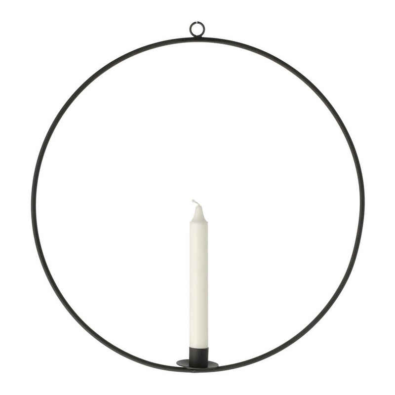 Spetebo Kerzenhalter Metall Stabkerzen Halter Ring 40 cm - schwarz (Packung, 1 St., Ring mit Haltevorrichtung), Hänge Tafel Stab Kerzen Halter rund groß zum Aufhängen