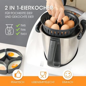 yozhiqu Eierkocher 2-in-1Eierkocher-Einsatz, kompatibel mit Thermomix TM5 TM6 TM31, -Zubehörkompatibel, geeignet für 4 pochierte Eier und 6 hartgekochte