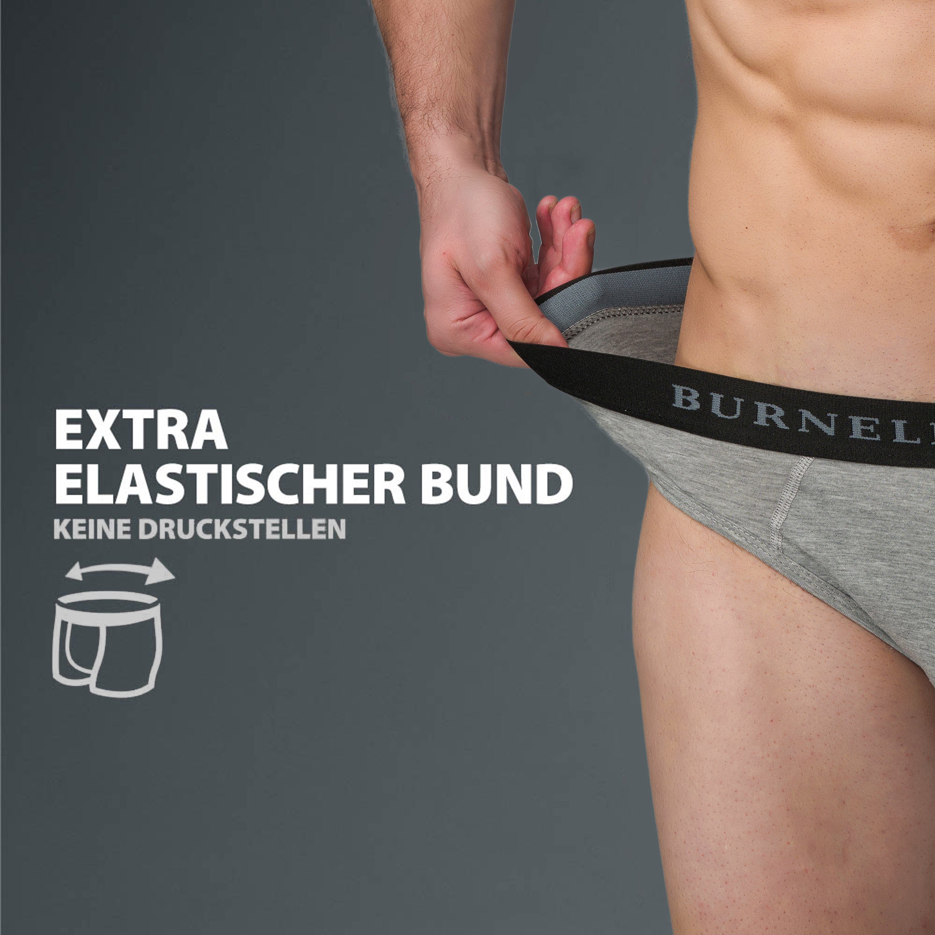 Burnell & Son Slip Herrenslips Spar-Packung, 6er-Pack) Unterhosen Grau für Set, Komfortbund (Packung, Herren Spar-Pack, Baumwolle 6-St., mit aus