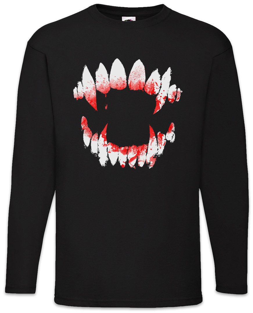 Langarmshirt Vampire Dentition Langarm T-Shirt Vampir Blut True Gebiss Zähne Biss