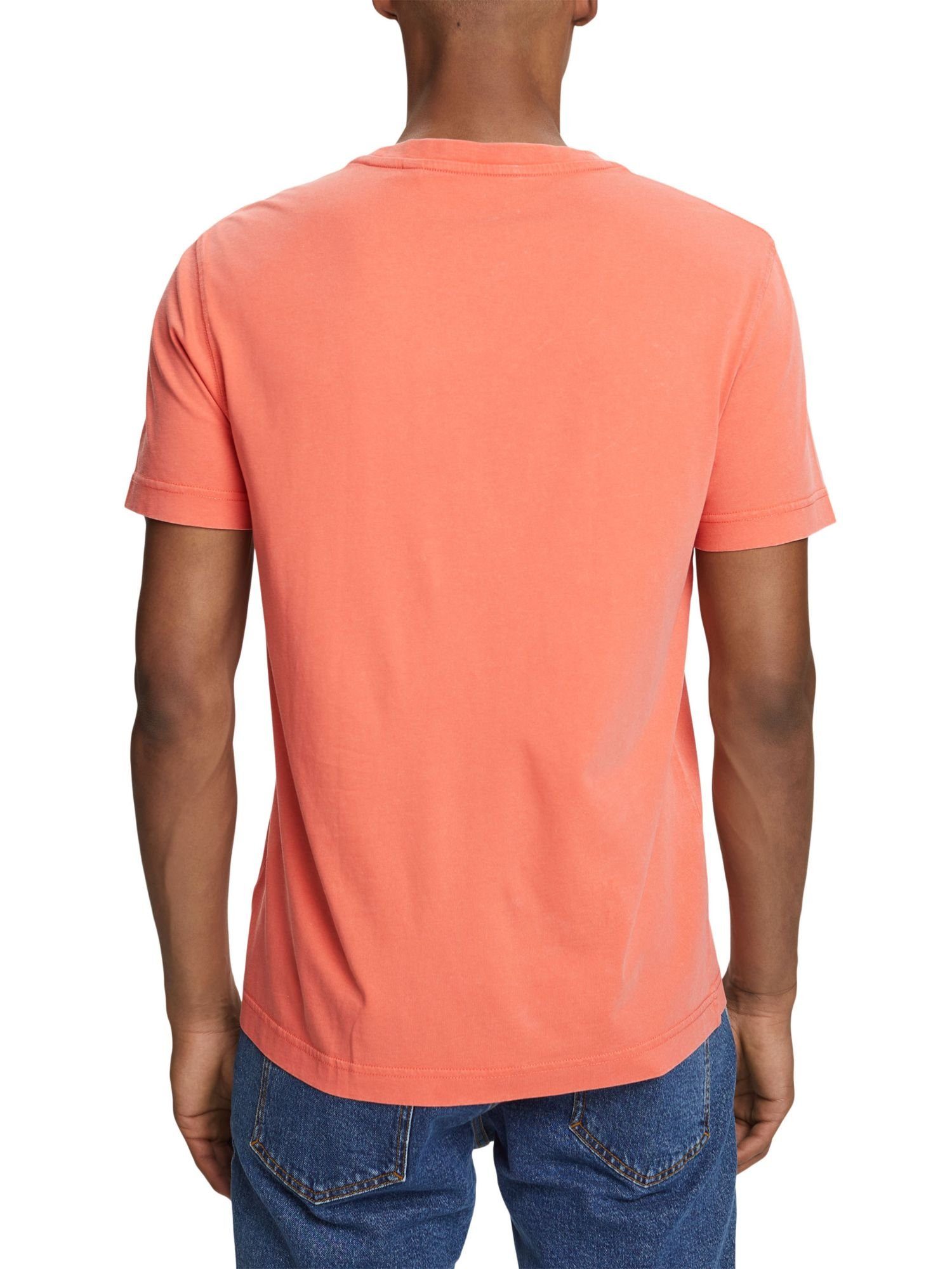 Sticklogo, T-Shirt Esprit (1-tlg) T-Shirt mit Bio-Baumwolle CORAL RED 100 %