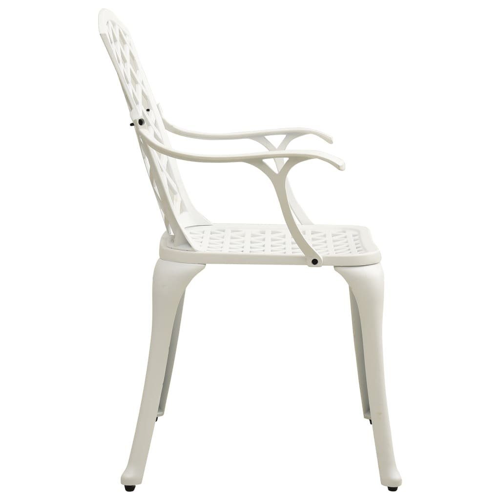 vidaXL Gartenstuhl Gartenstühle 2 Stk. Weiß Weiß Weiß Aluminiumguss (2 St) 