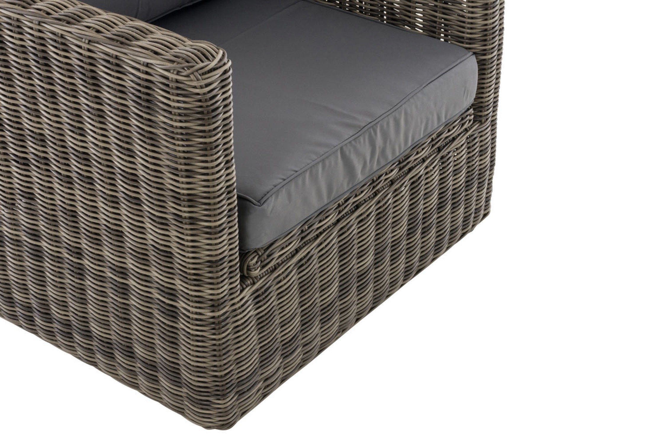 TPFGarden Gartensessel Tico 5mm - Rattansessel für Garten und Terrasse - Farbe: grau-meliert (Hochwertiger und stabiler Gartensessel aus handgefertigtem Polyrattan, 1-St., Outdoor-Sessel mit pulverbeschichtetem Aluminumgestell), Balkonstuhl, Terrasssenstuhl - Maße (TxBxH): 80 x 80 x 63cm