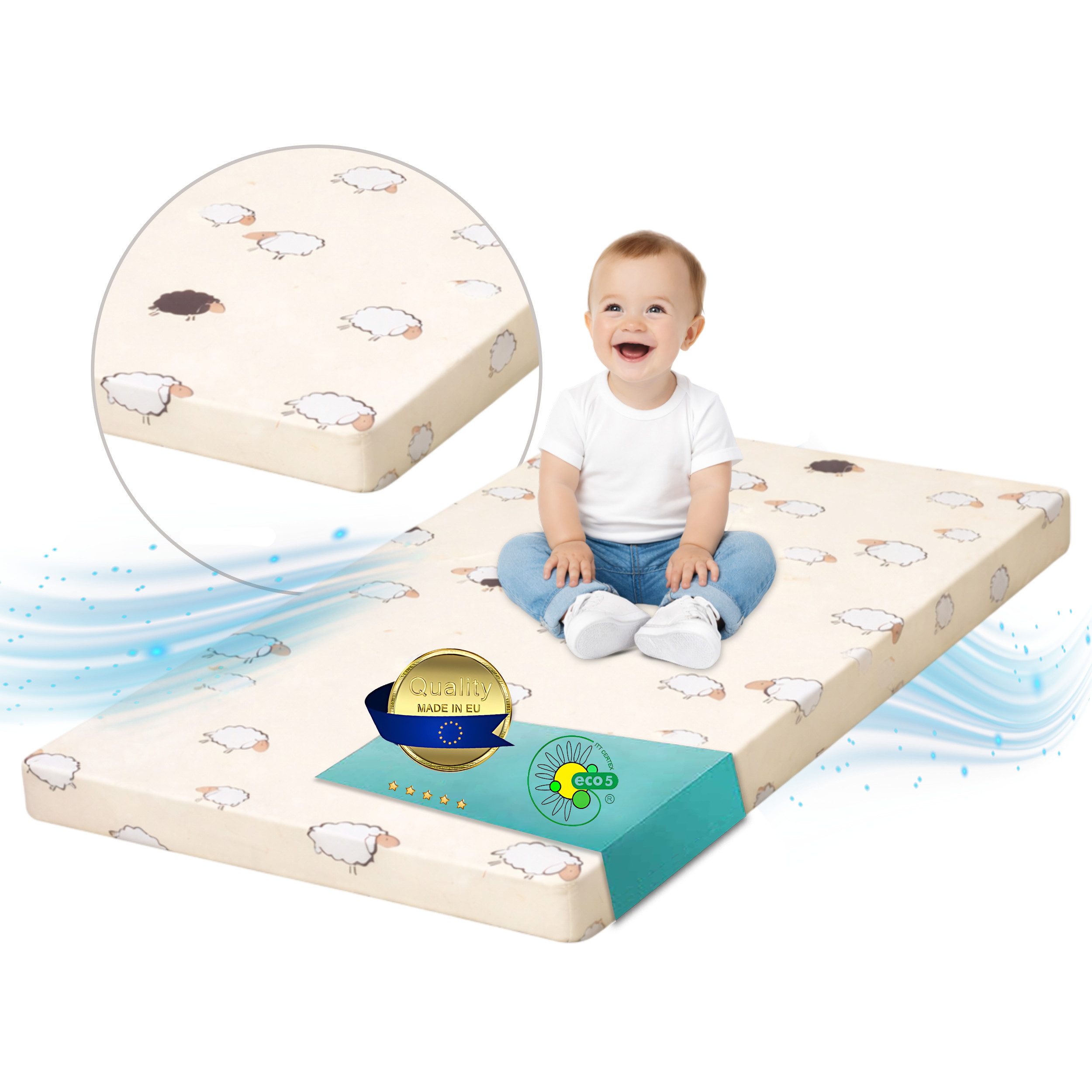 Kindermatratze Babymatratze mit Baumwollbezug, waschbar & rollbar–Allergike günstig online kaufen